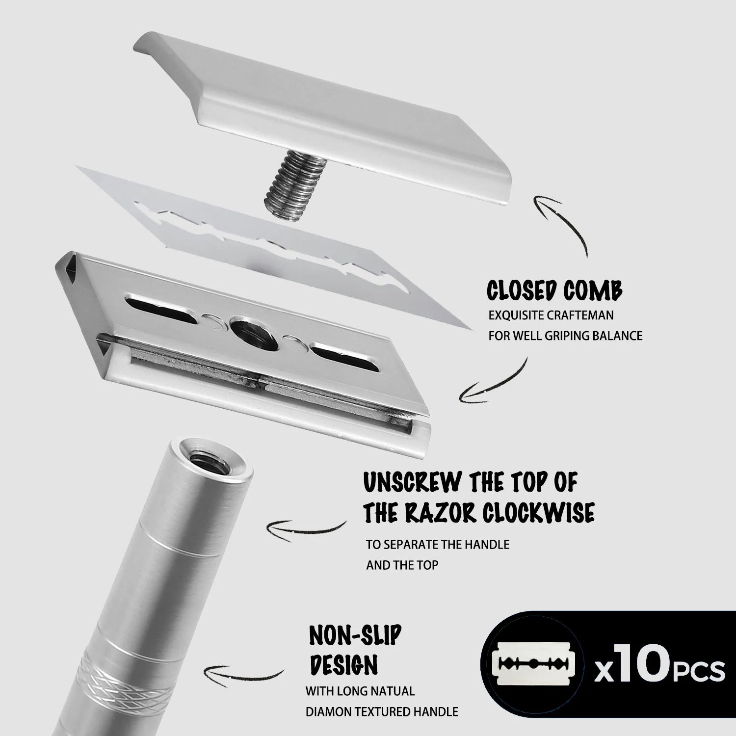 Double Edge Safety Razor + 5 Blades